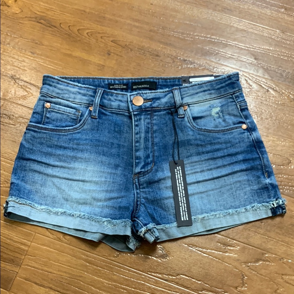 NWT Seethrusoul High-Rise Boyfriend Shorts